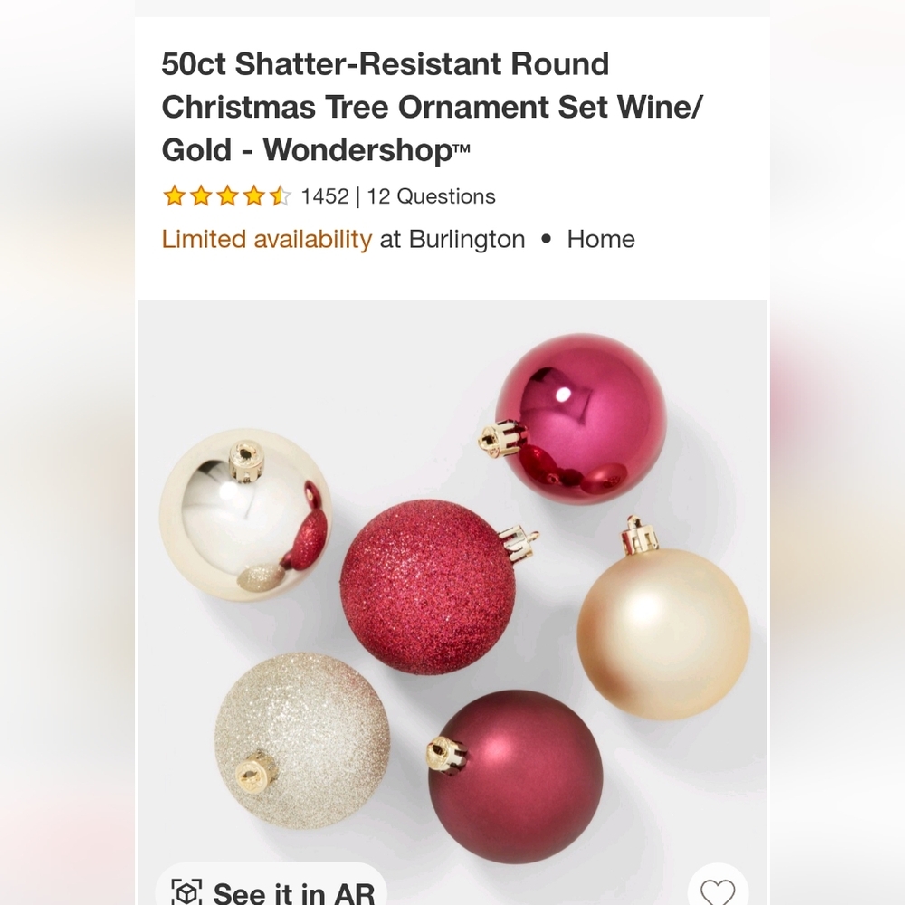 BNIB Target Wondershop 50 ct Christmas tree ornament Set